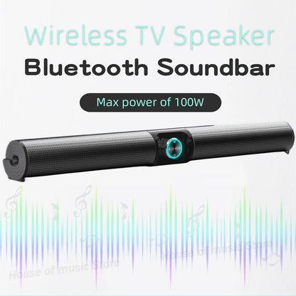 BS-55 100W TV Sound Bar Wireless Bluetooth Speakers Portable HomeTheater Surround Boombox FM Radio Supports USB,Coaxial,AUX-In