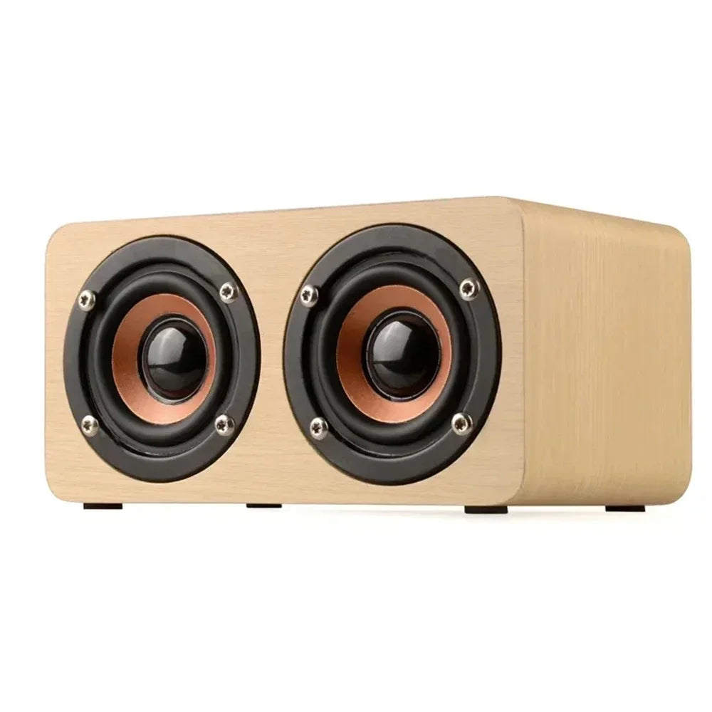 3.5mm Aux Mode Portable Bluetooth Speakers 10W Wooden Speaker Dual Horn Sound Box for Smartphones Wireless Subwoofer TF Card