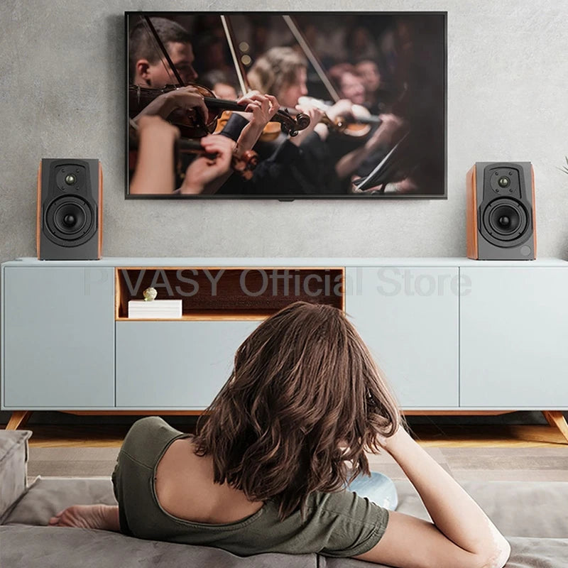 4 Inch Bluetooth Speaker Active Sound Box Surround Sound Speaker Home Theater High Fidelity Speaker Wooden Desktop Speaker