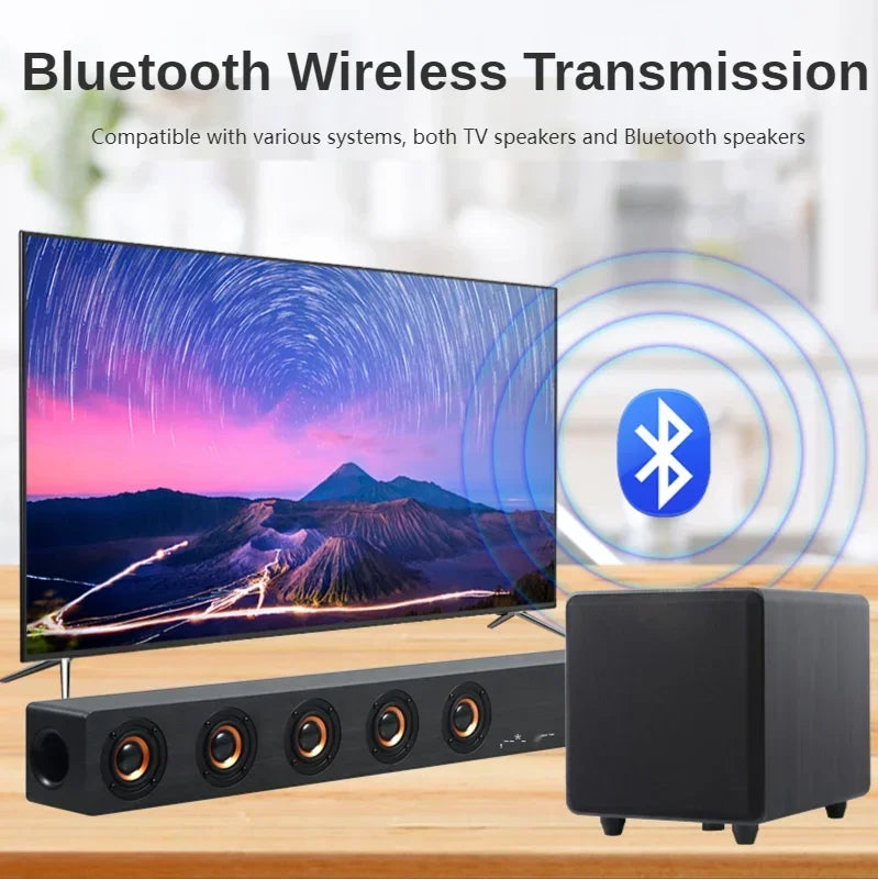 High Power Soundbar TV Wooden Wireless Bluetooth Speakers 2.1 Channel Home Theater System Sound Box Subwoofer 3D Stereo Boombox