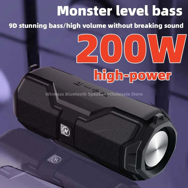 200W Ultra High Power Bluetooth Speaker Outdoor Portable Wireless Bluetooth Speaker Card Waterproof Bass Speaker TF Card