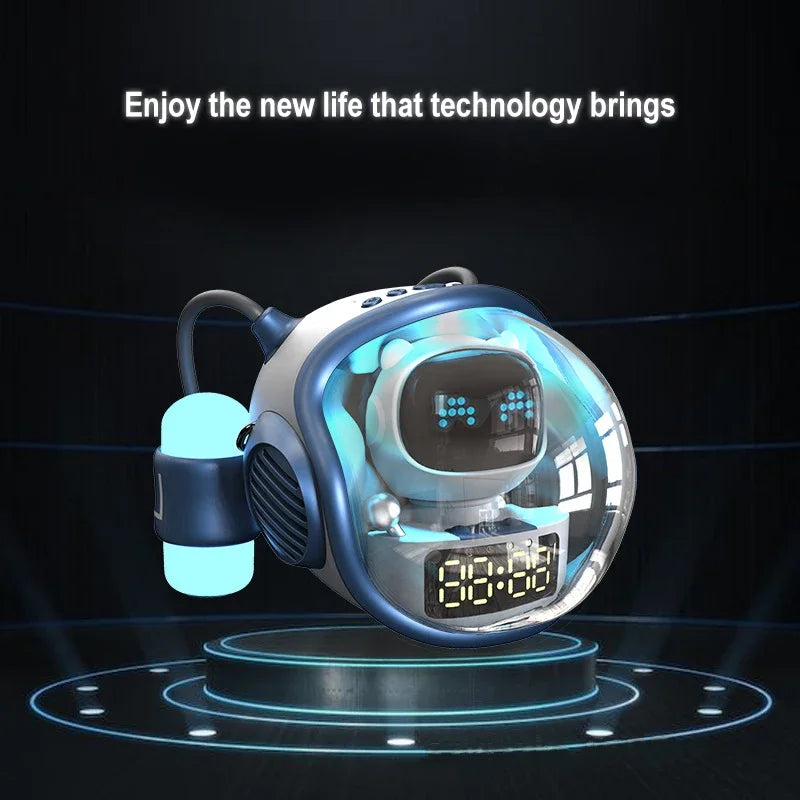 Smart Wireless Bluetooth Audio Space Astronaut Home TF Card FM Clock AI TWS Speaker Intercom Alarm Clock Atmosphere Light