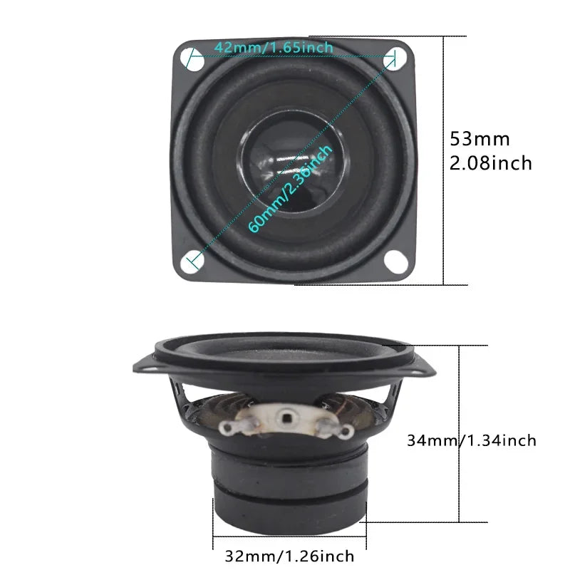 2Pcs 2 Inch 4 Ohm 10W Speakers Audio Portable Full Range Sound Dual Magnetic Loudspeaker DIY Home Theater Sound System Speaker