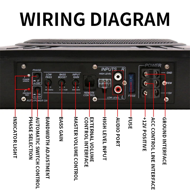 8/10Inch CarSubwoofer Audio 600W High-Power Aluminum Alloy Speaker Underseat Woofer Modification Ultra-Thin Amplified Subwoofer