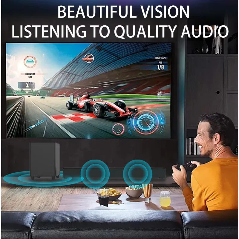 40W TV Sound Bar With 30W Subwoofer Soundbar Wireless Speaker Home Theater Support HDMI(ARC), Optical, Coaxial, 3.5mm Aux, USB