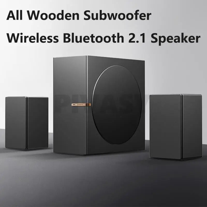 8 Inch High Power Wooden Bass Speaker Full-Range Subwoofer Bluetooth Speaker 2.1 Active Speaker for Computer TV Home Desktop Set