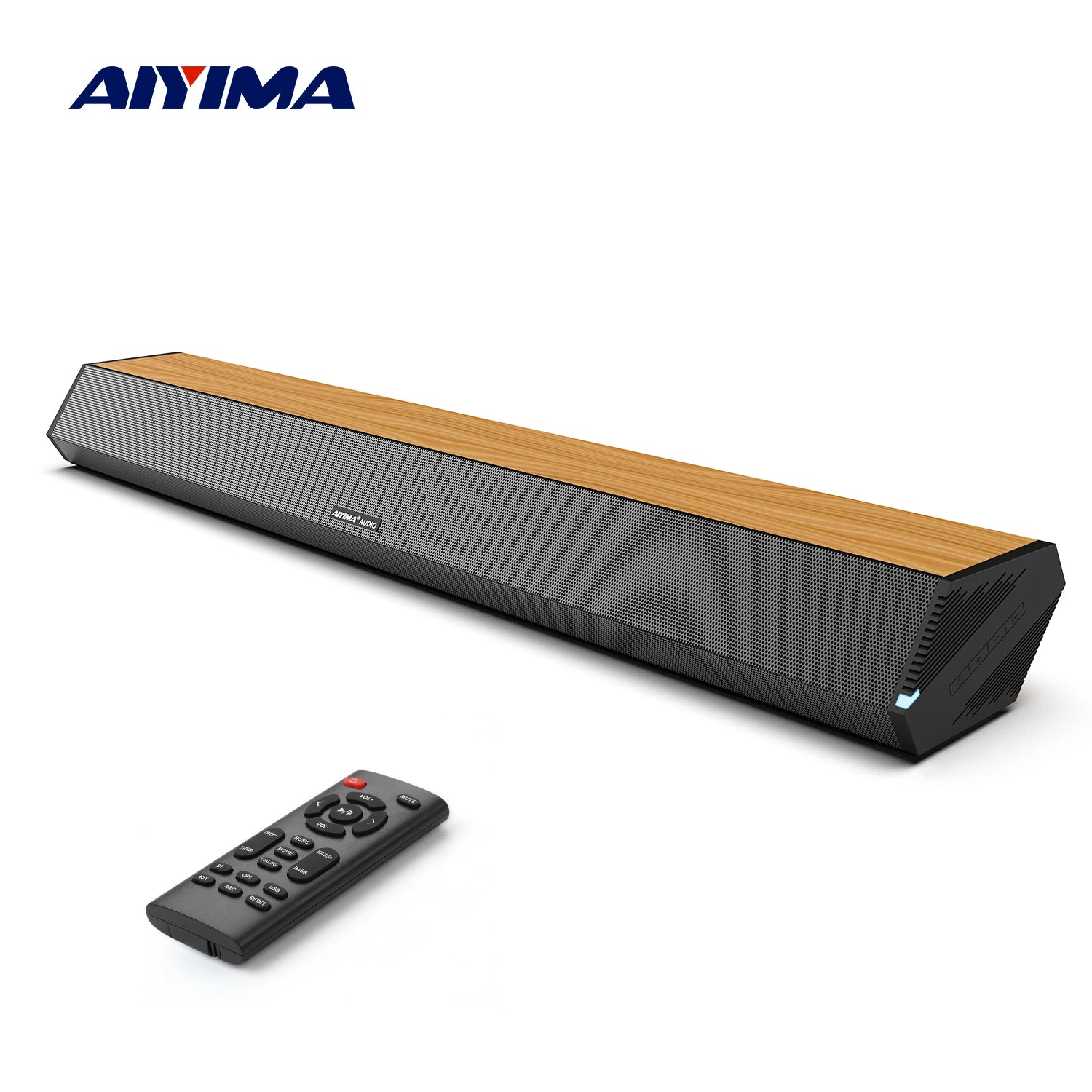 AIYIMA S03 Pro TV Sound Bar Power 160W Bluetooth Wood Grain Surround Soundbar Home Sound Theater TV HIFI Speaker Subwoofer
