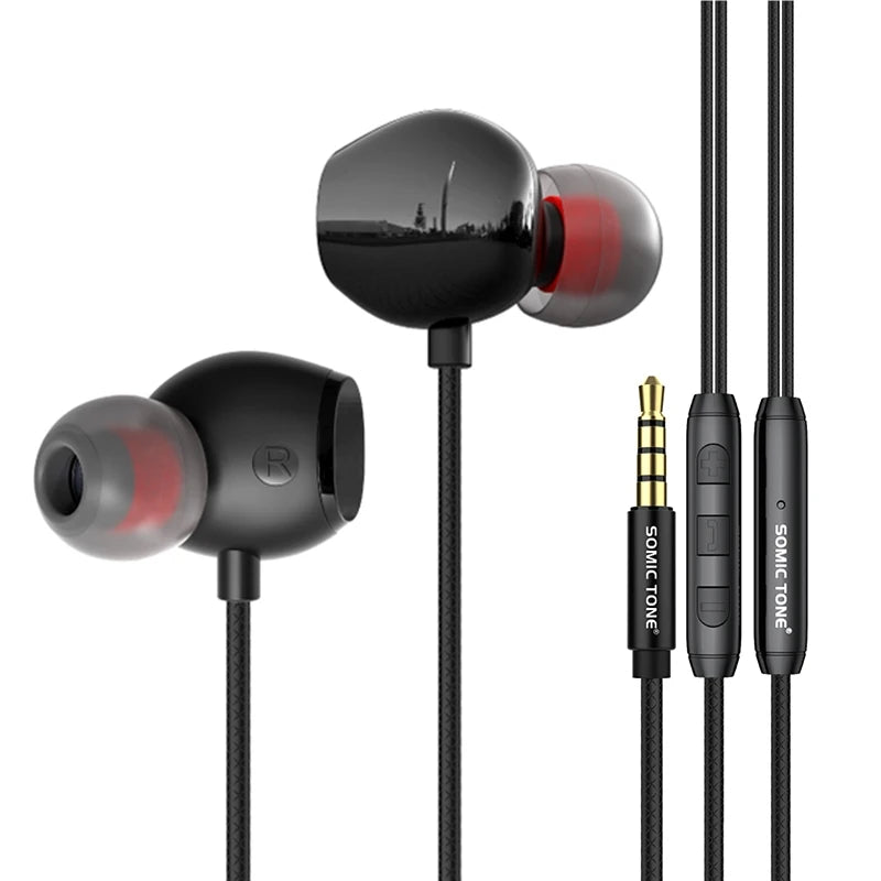Somic Tone Earphone 1.2 M Earphones Wired 3.5mm With Mic for Sports Heavy Bass Headset Wired Earphones