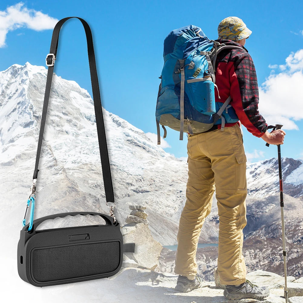 Silicone Cover Case With Handle & Shoulder Strap Travel Protective Carrying Pouch for Bose SoundLink Flex 2nd Gen Accessories