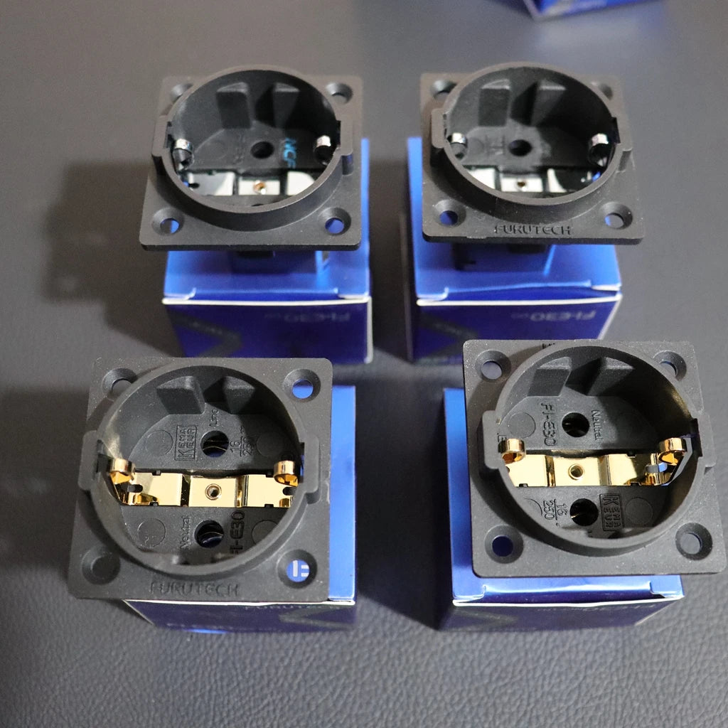 Japan Furutech Schuko FI-E30 NCF Nano Socket Copper Plated Rhodium/Gold EU Audio Power Plug HiFi Speaker IEC Chassis Tailstock