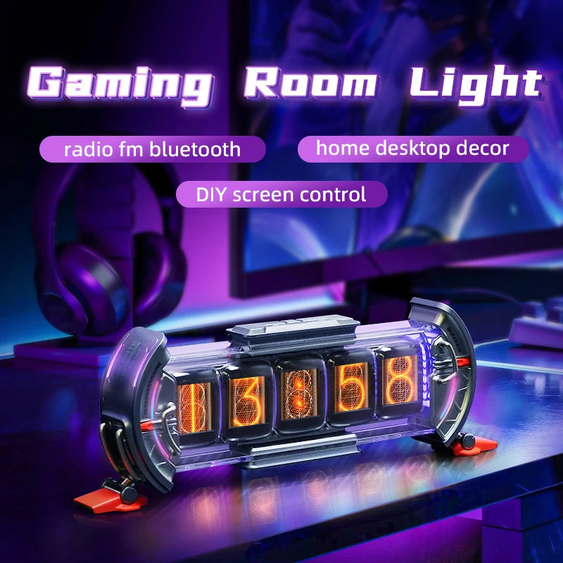 Divoom Times Gate Gaming Room Setup Digital Clock With Smart APP Control, WiFi Connect, RGB LED Display, Office Decor Cyberpunk