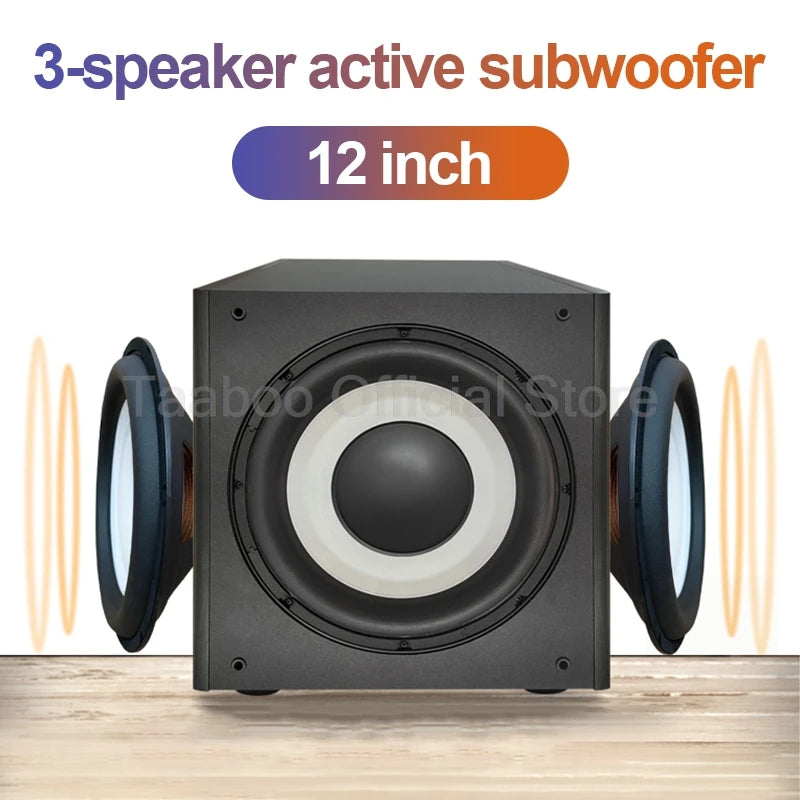 12 Inch Active Subwoofer Speaker High Power HiFi Wooden Subwoofer High Fidelity Extra Bass Mode Home Theater Amplifier Sound Box