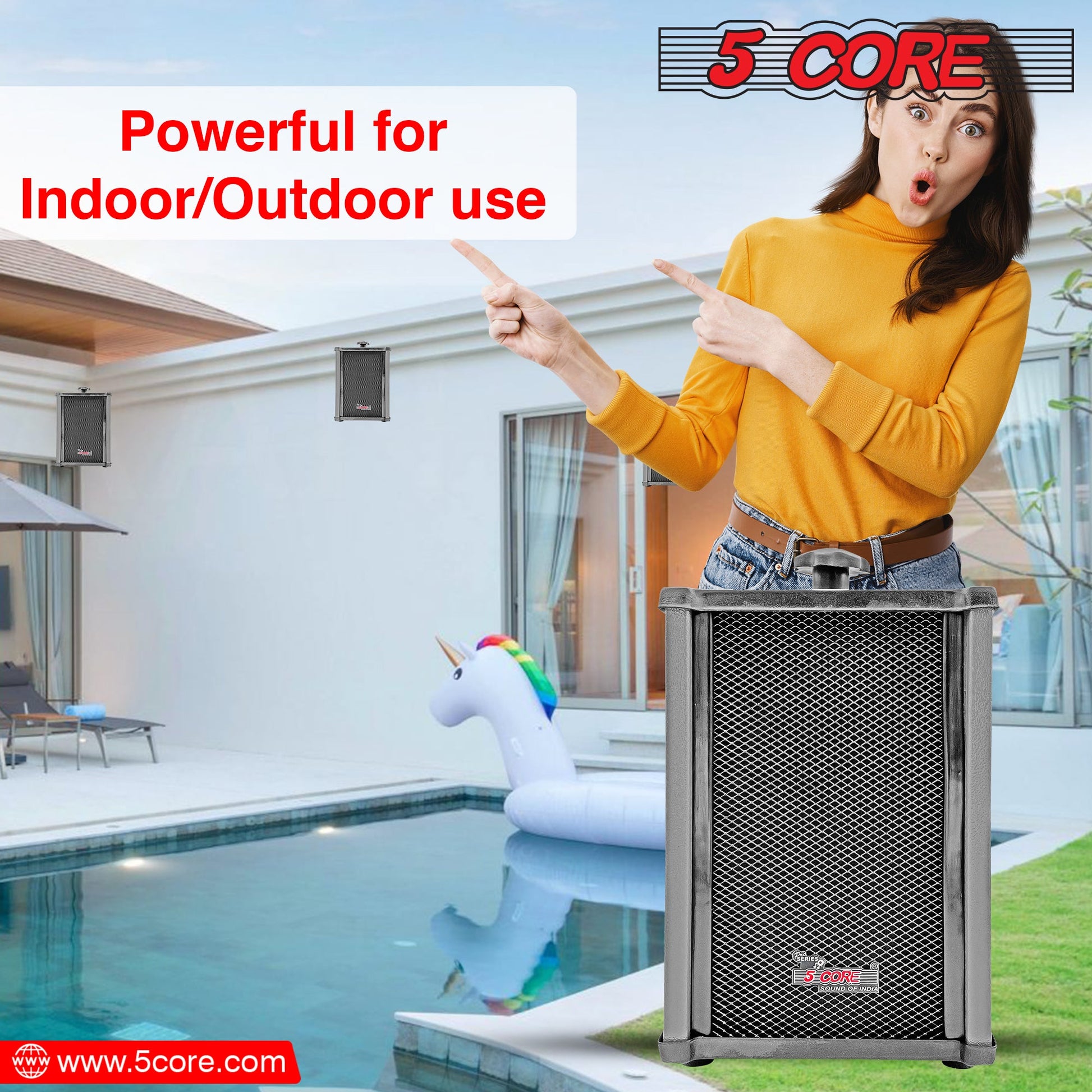 5Core Outdoor Speakers Stereo In Wall 100W Peak Passive Home Audio