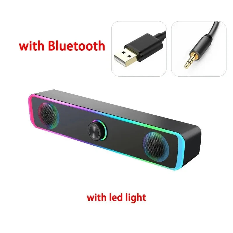 Bluetooth Speaker 4D Surround Soundbar Box Wired Computer Speakers Stereo Subwoofer Sound Bar for Laptop PC Theater TV Aux