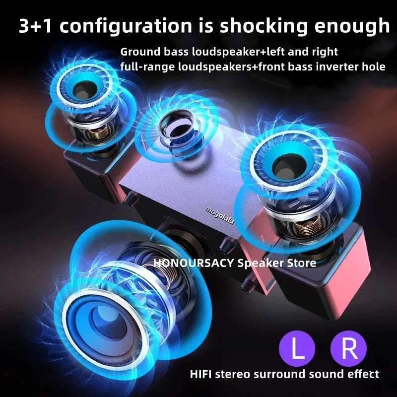 HIFI High Sound Quality Wooden Bluetooth Speaker 360 Stereo Subwoofer Music Center Home Theater Sound System Caixa De SomPara P