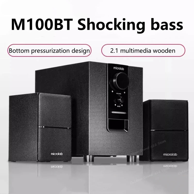Classical Products 2.1CH Multimedia Speakers M100BT Subwoofer Sound Bar With Subwoofer Active HI-FI Desktop Bluetooth Speakers