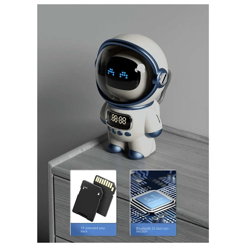 Astronaut Smart Bluetooth Speaker AI Voice Hifi Audio Desktop Multifunctional Audio New Digital Alarm Clock FM Radio