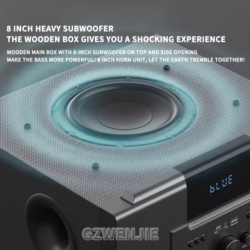 8 Inch High Power TV Living Room KTV Bluetooth 4.0 Speaker Stereo Sound Subwoofer Speaker 5.1 Home Theater System Audio Set 4Ω