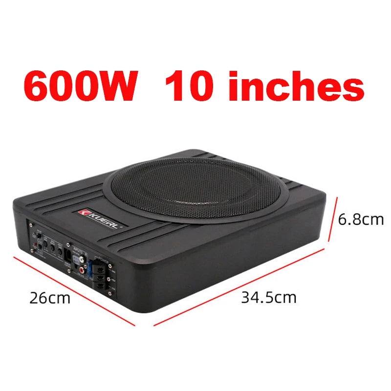 8/10Inch CarSubwoofer Audio 600W High-Power Aluminum Alloy Speaker Underseat Woofer Modification Ultra-Thin Amplified Subwoofer