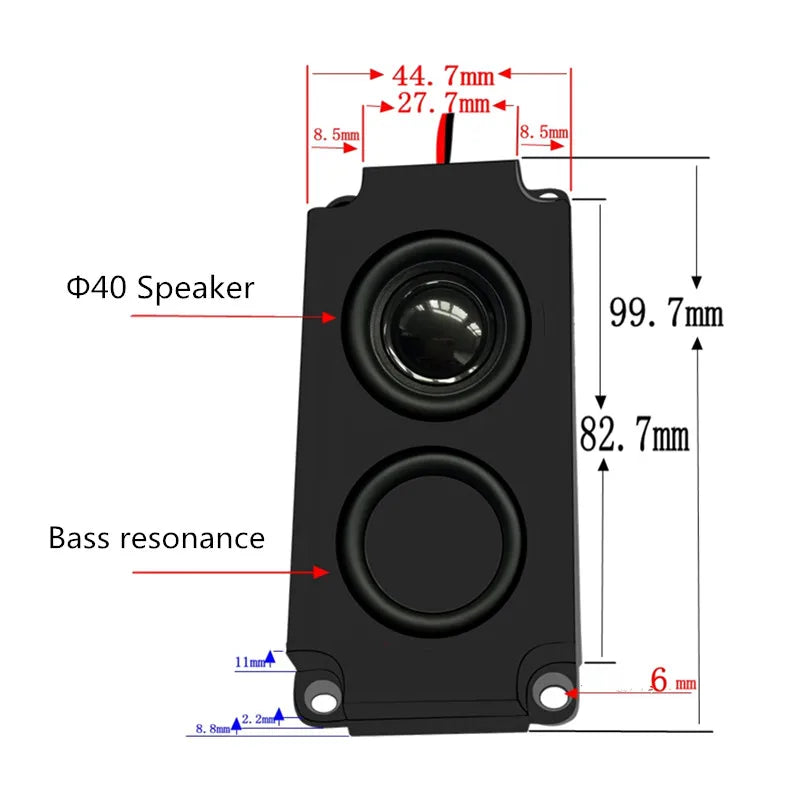 2PCS Audio Portable1PC Speakers 10045 LED TV Speaker 8 Ohm 5W Double Diaphragm Bass Computer Speaker DIY for Home Theater