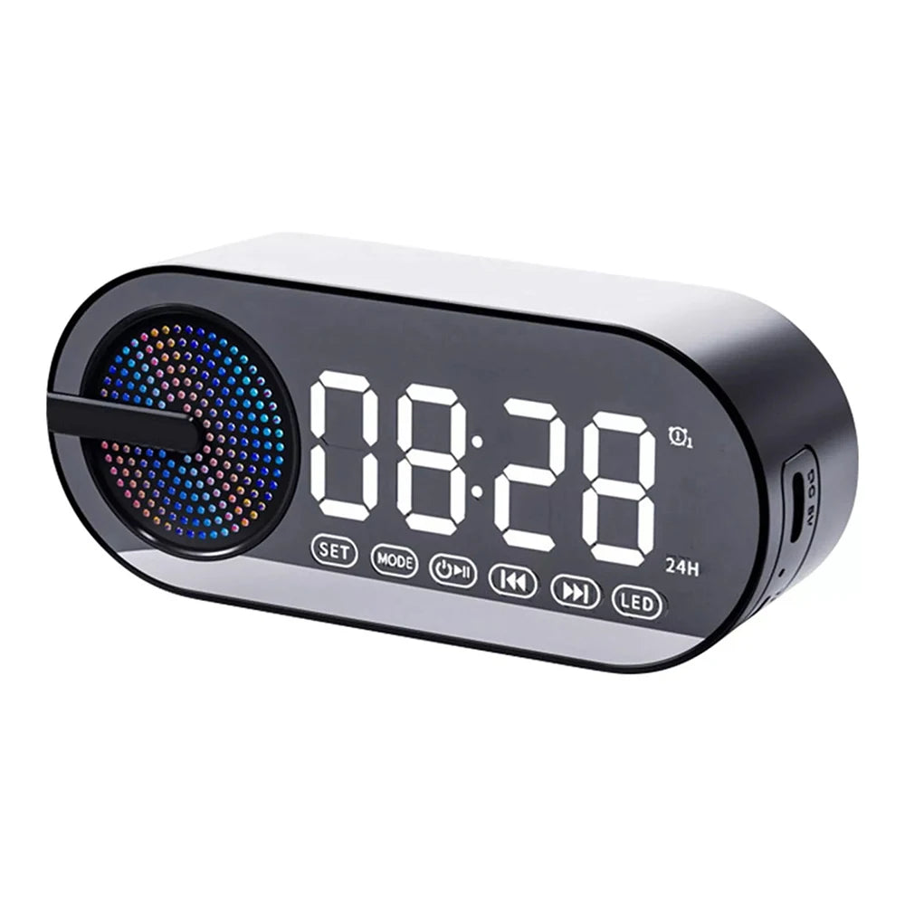 Quiet Wireless Bluetooth Speaker Alarm Clock RGB TWS USB LED Mirror Digital Clock Mini AI Smart Alarm Clock Speaker for Home