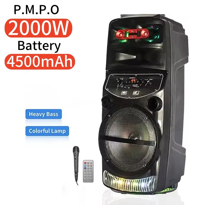 QS 6802 Outdoor Party Active Bluetooth Speaker 8 Inch Wireless Portable 2000W Peak Power Subwoofer Column Radio Speaker With Mic