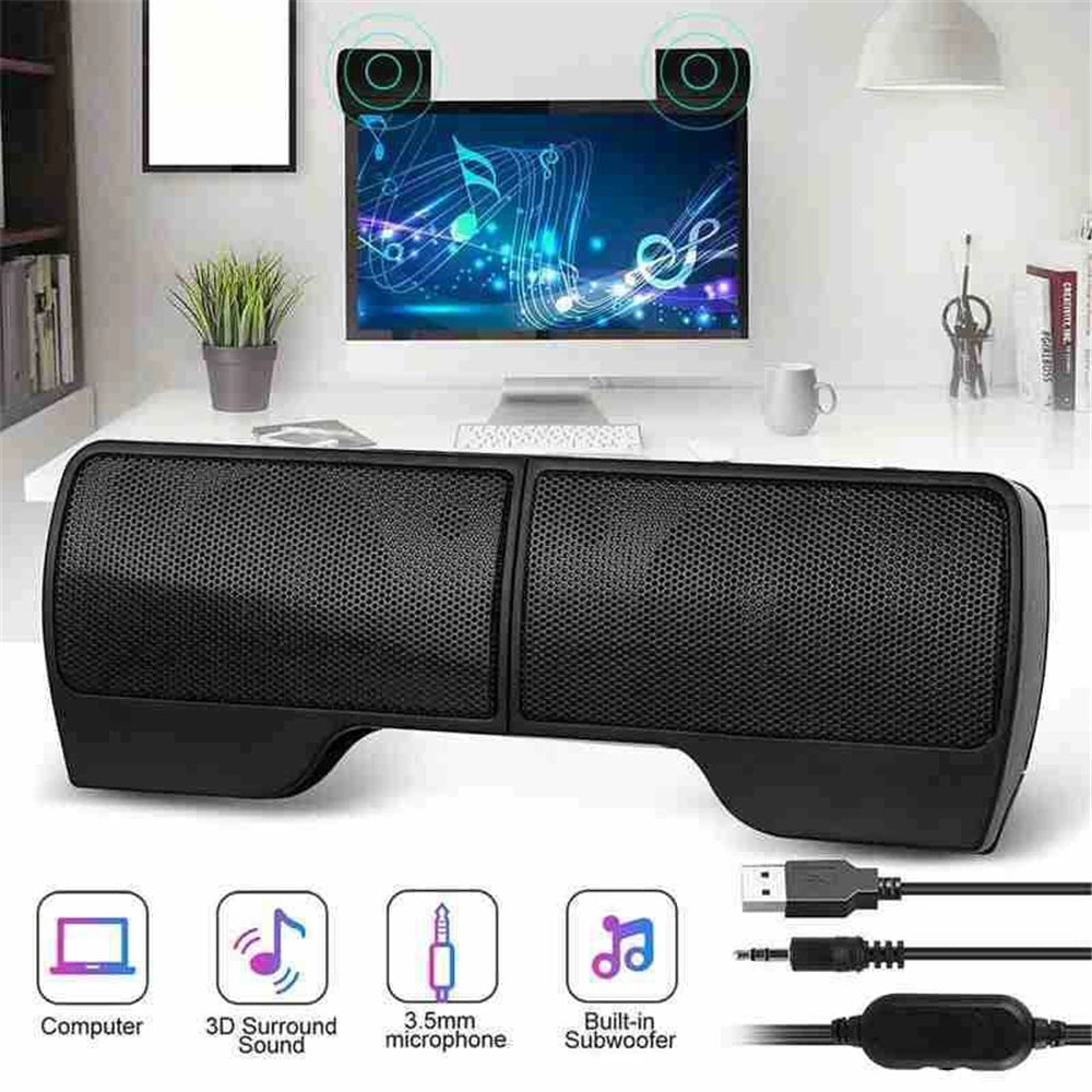 Mini Portable USB Stereo Speakers Line Controller Soundbar Laptop Sound Bar for Laptop Mp3 Phone Music Player PC With Clip