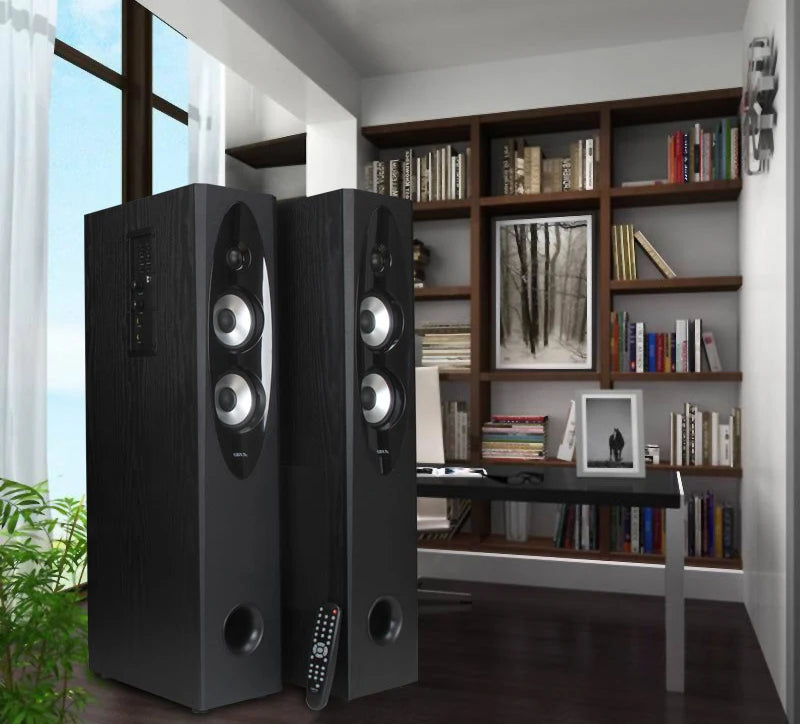 A Pair 8 Inch 120W High-Power Floor-Standing Three-Way Speaker With Dual Bass Home Theater Hifi Fever Bluetooth Active Speaker