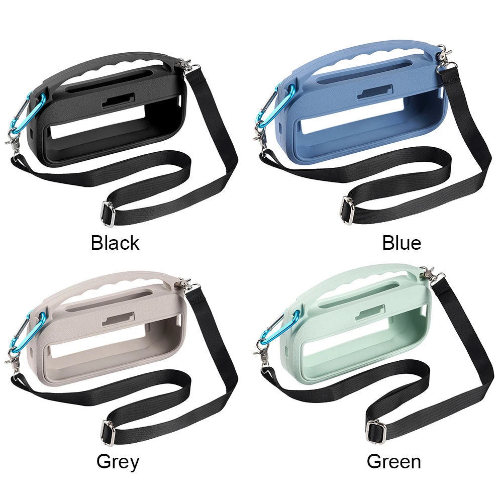 Silicone Cover Case With Handle & Shoulder Strap Travel Protective Carrying Pouch for Bose SoundLink Flex 2nd Gen Accessories