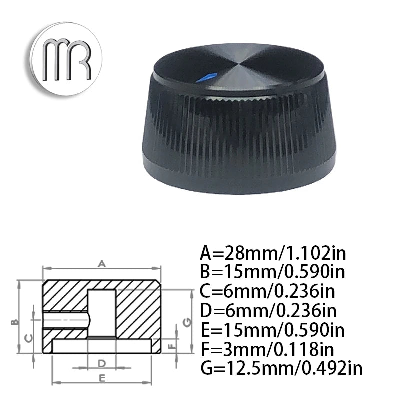 1PCS 28x15mm All Aluminum Solid Knob Cap Potentiometer Knob Cap Guitar Effects Knob Cap  for Marshall Speaker Round Hole 6MM