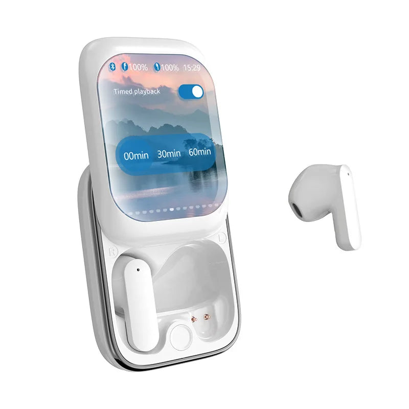 Intelligent Full-Color Touch Screen Slider Earphones  Wireless Bluetooth In-Ear Noise Canceling Ultra-Long Standby Earbuds