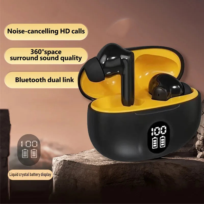 2024 New ENC Noise Cancelling Bluetooth Headset Long Battery Life Low Latency Power Display Touch Sports Stereo Earbuds