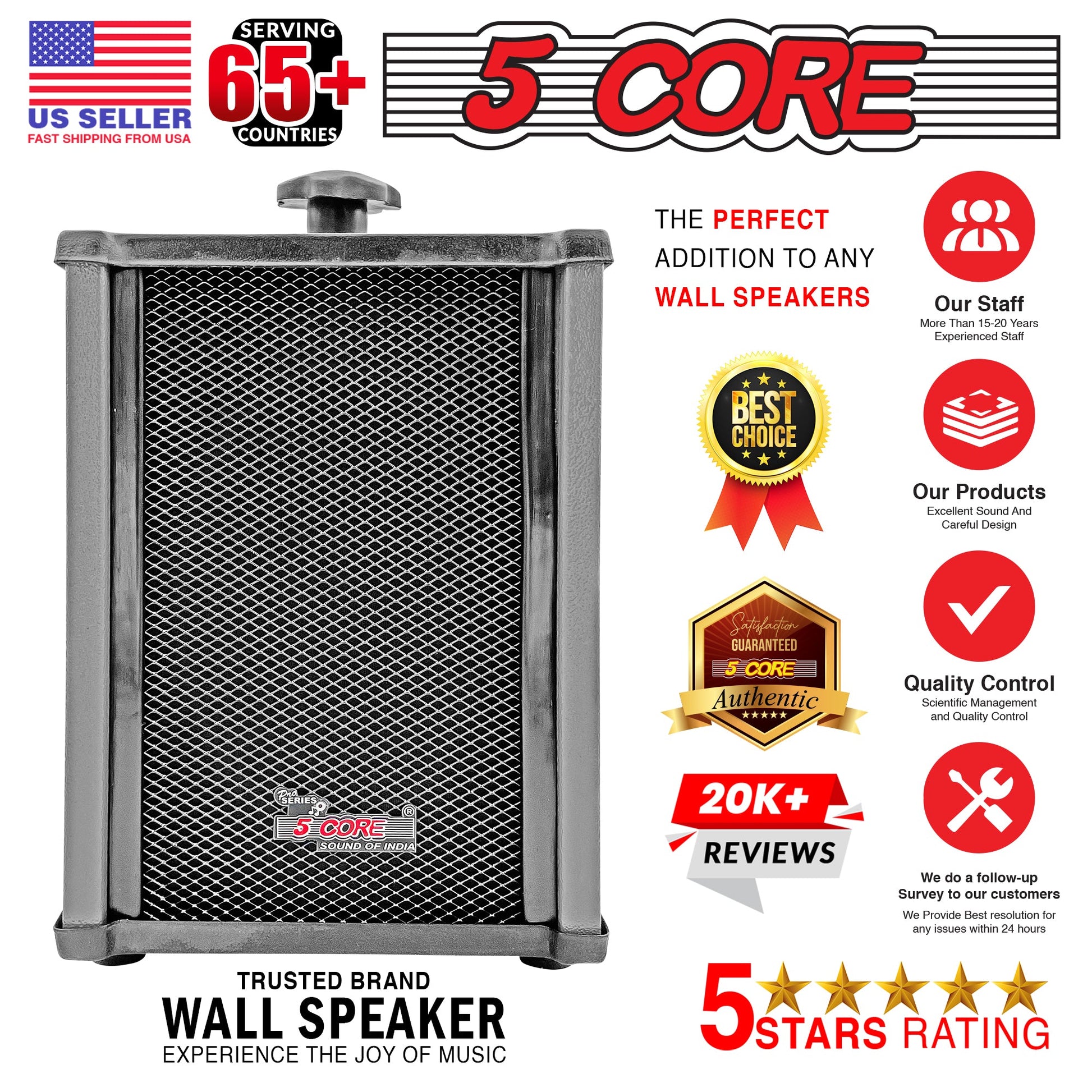 5Core Outdoor Speakers Stereo In Wall 100W Peak Passive Home Audio