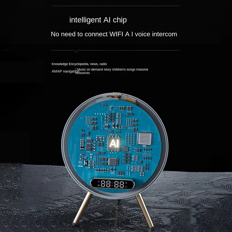 Magic Mirror Wireless Bluetooth Audio Speaker Desktop Fill Light Makeup Mirror AI Voice Control Desktop Speaker