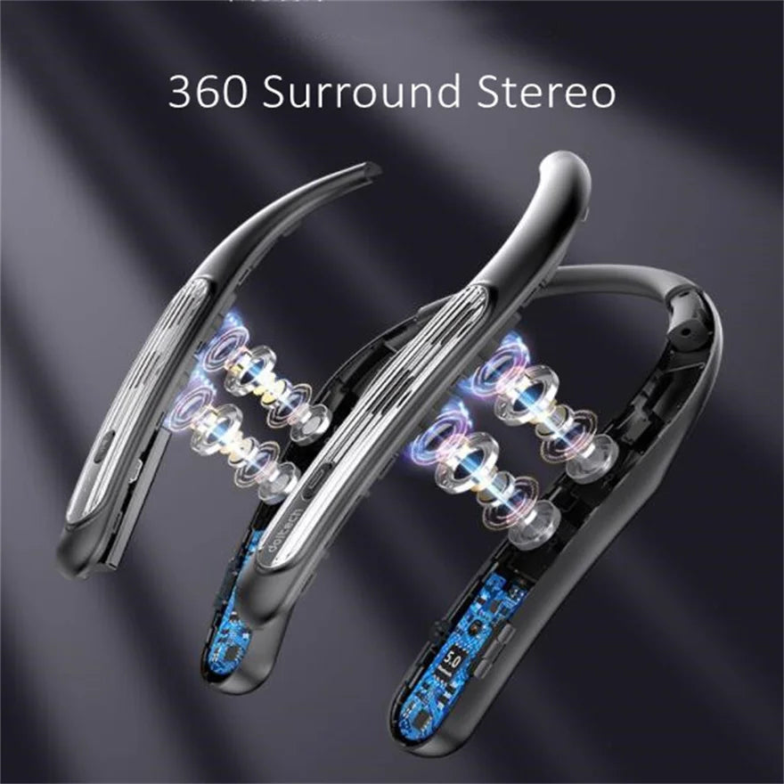 Neck Mounted Bluetooth Speaker Hifi Waterproof Wearable Bluetooth  Neckband Gaming Surround Sound Bar Stereo Music Box Outdoor