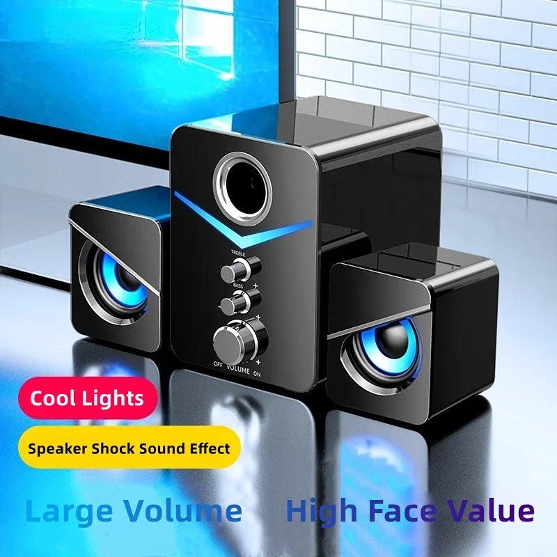 Bluetooth Audio Home Theater Speakers HIFI 3D Stereo TV Sound Bar Colorful LED Light Heavy Bass AUX USB Wired Wireless Surround