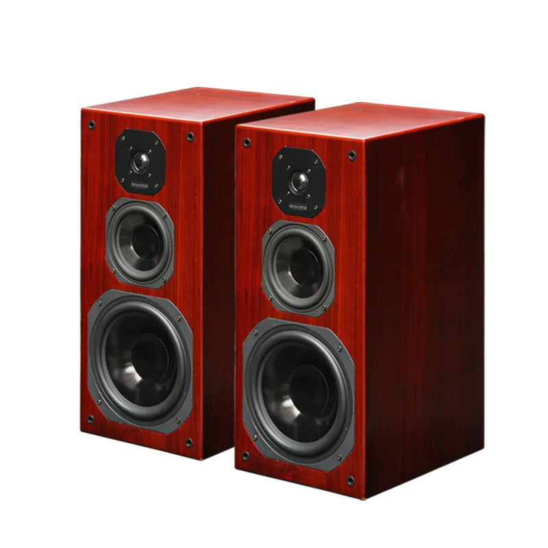 8 Inch 200W Bookshelf Speaker Three-Way Speakers Wooden Monitor Speakers Wooden Passive Fever Hifi Speakers 40~20KHZ a Pair