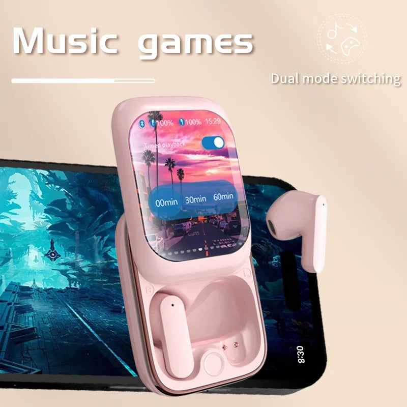 Intelligent Full-Color Touch Screen Slider Earphones  Wireless Bluetooth In-Ear Noise Canceling Ultra-Long Standby Earbuds