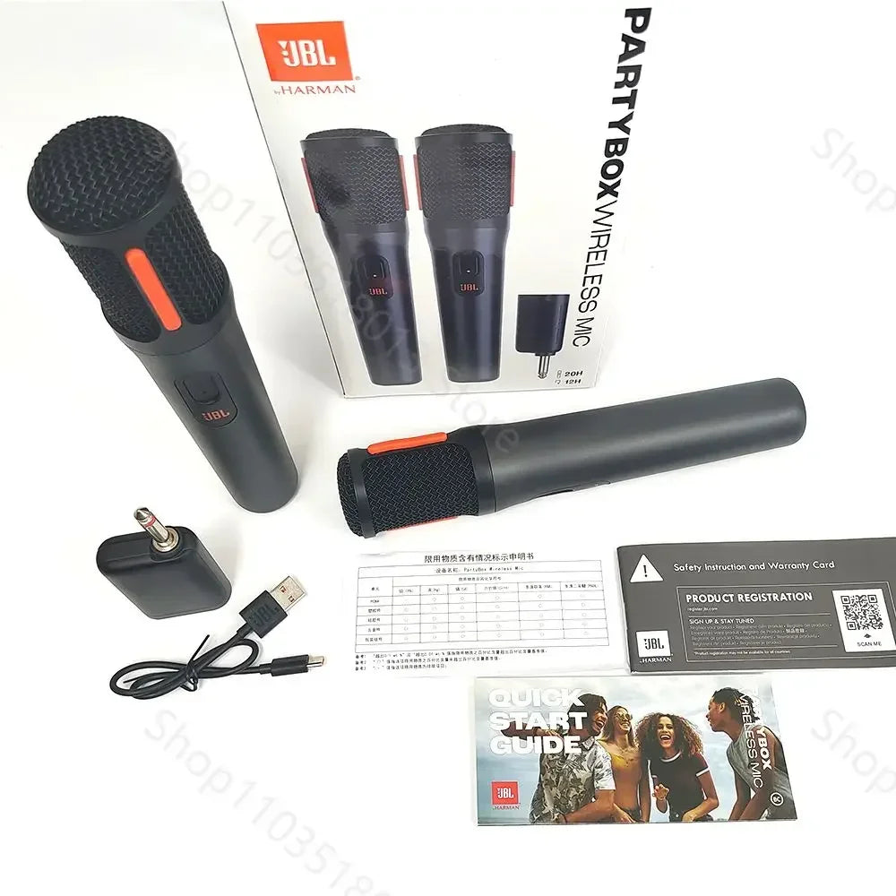 JBL Digital PartyBox PB UHF Wireless Rechargeable Portable Microphone System With Dual-Channel Receiver Clear Voice Crisp Sound