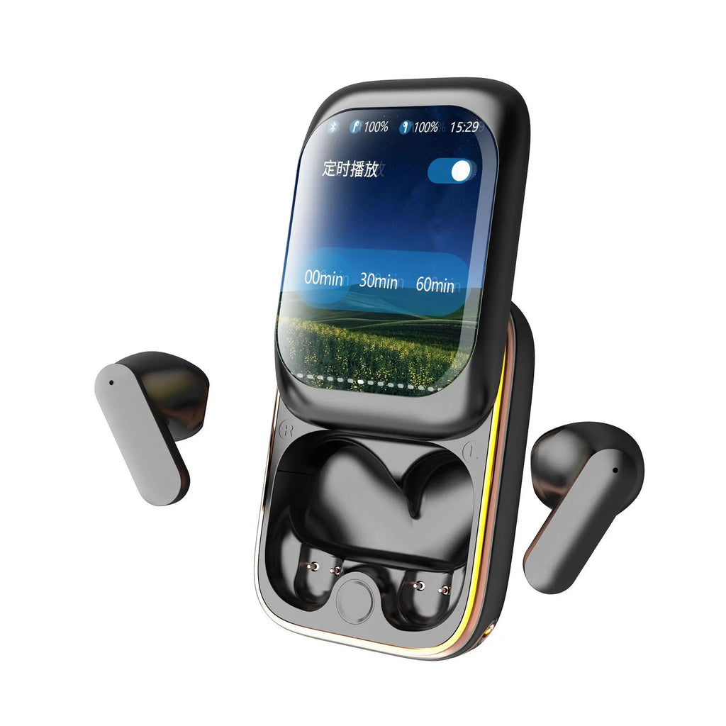 Intelligent Full-Color Touch Screen Slider Earphones  Wireless Bluetooth In-Ear Noise Canceling Ultra-Long Standby Earbuds