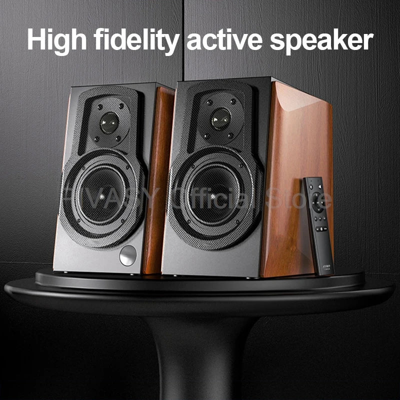 4 Inch Bluetooth Speaker Active Sound Box Surround Sound Speaker Home Theater High Fidelity Speaker Wooden Desktop Speaker