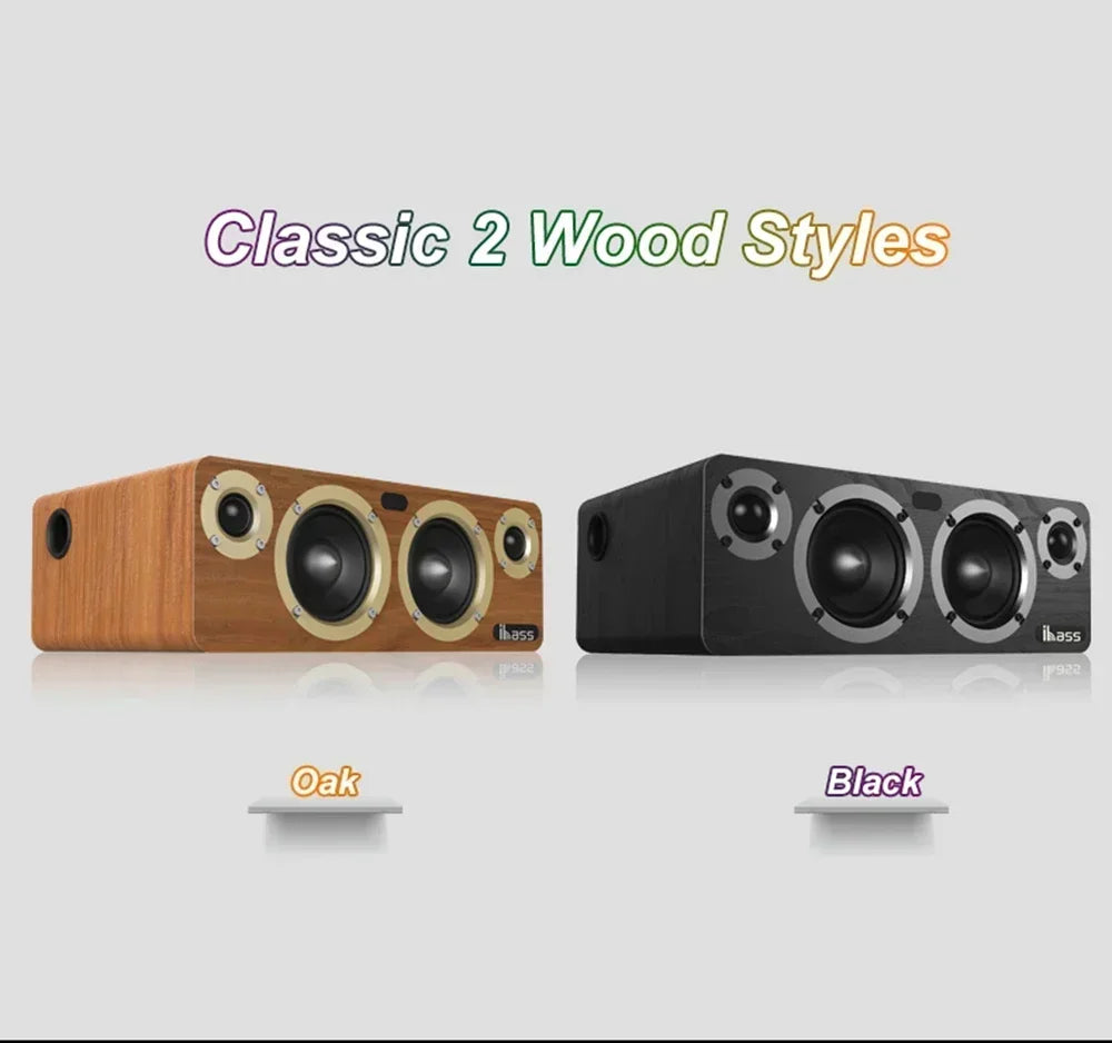 IBASS Wooden Speaker 200W Ultra High Power Bluetooth Speaker 4 Units Surround Sound Subwoofer Karaoke Wireless Coaxial Input