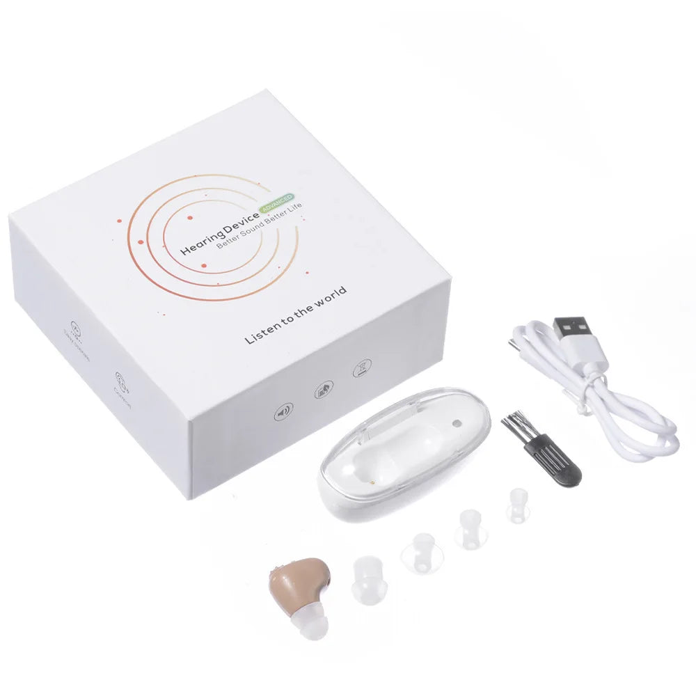 ITE Models Invisible Rechargeable Single Earphones Enhanced Listening Noise Reduction Mini Magnetic Earbuds for Elderly Gifts