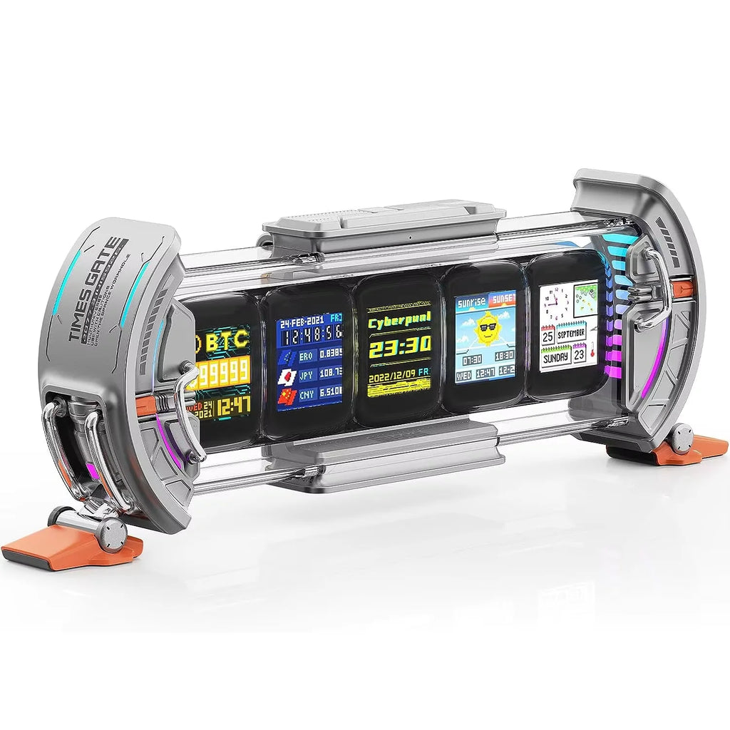 Divoom Times Gate Gaming Room Setup Digital Clock With Smart APP Control, WiFi Connect, RGB LED Display, Office Decor Cyberpunk