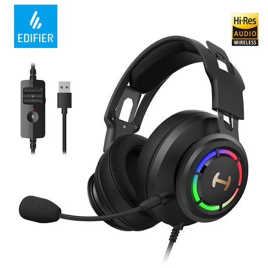 Edifier Gaming Headset HECATE G35 USB Gamer Headphone 7.1 Surround Sound 50mm Driver Detachable Mic In-Line Control Hi-Res Audio