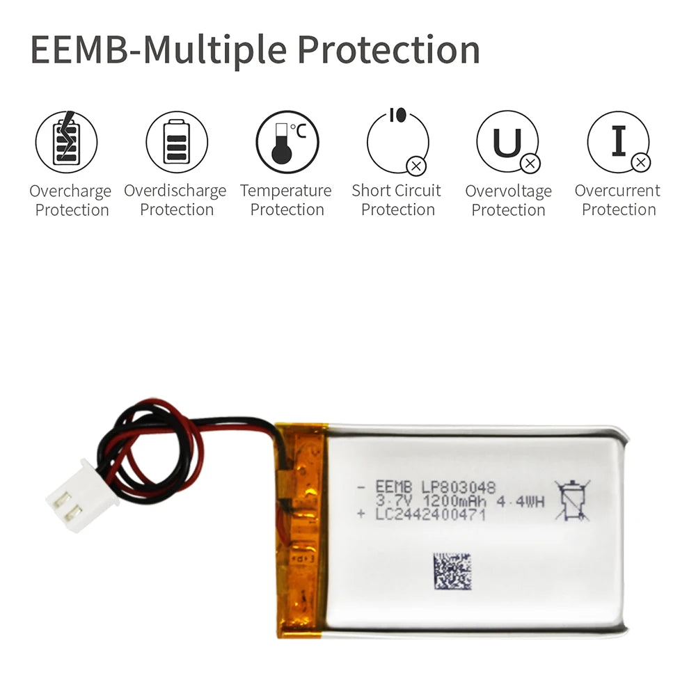 1~10pcs EEMB 803048 3.7V Lipo Battery 1200mAh Rechargeable Lithium Polymer Battery for GPS Navigator MP5 Bluetooth Speaker