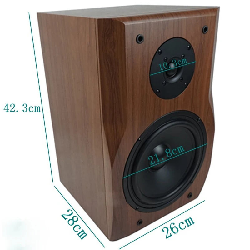 8 Inch Bookshelf Speaker High and Low Frequency Two-Way Wooden HIFI Passive Audio Sound Amplifier Monitor Speaker Music Player