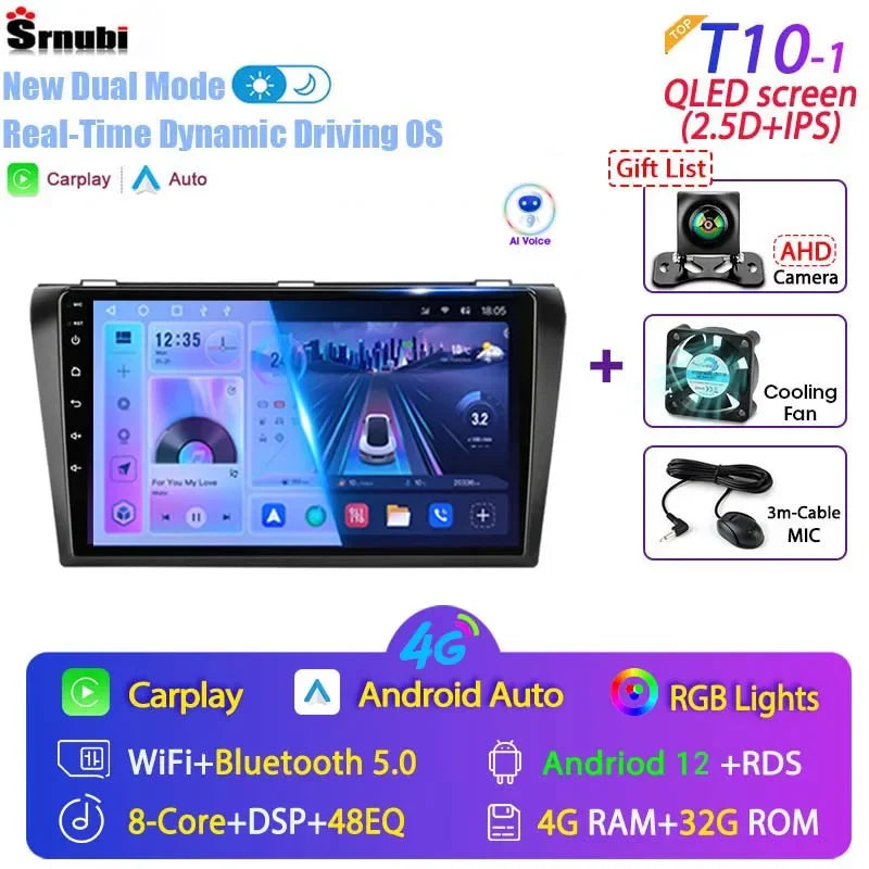 2 Din Android 12 for Mazda 3 2004-2009 Car Radio Multimedia Player Stereo Navigation With BOSE Carplay Speakers Head Unit Video