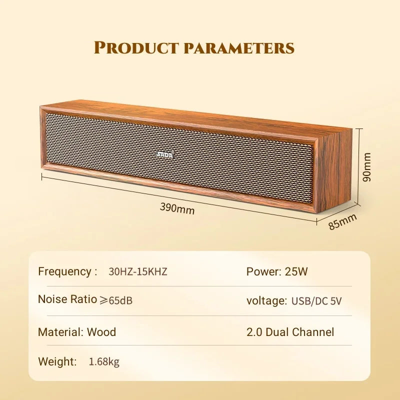 HIFI Home Theater Wooden TV Soundbar Portable Caixa De Som Bluetooth Speaker Wireless Sound Column Desktop Computer Sound Box TF