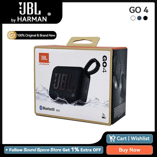 JBL GO 4 Go4 Ultra Portable Bluetooth Speaker JBL Pro Sound With Punchier Bass IP67 Multi-Point Connection 7 Hours Playtime